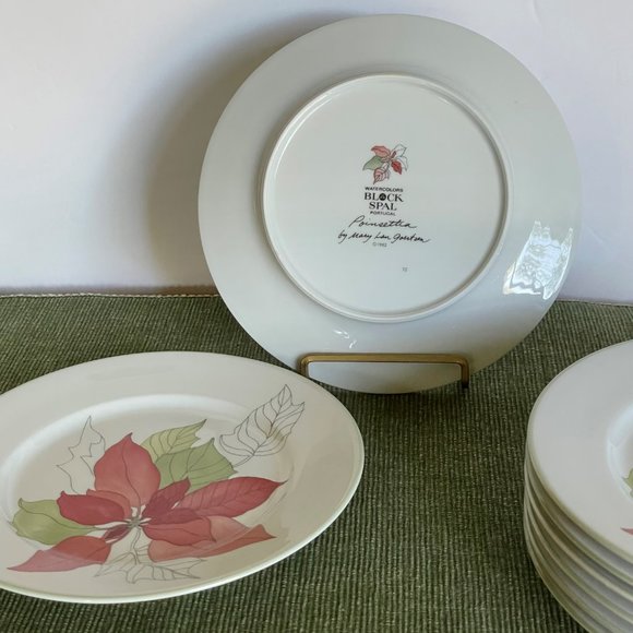Vintage BLOCK SPAL Pointsettia Christmas Holiday Salad/Dessert Plate 8" - Picture 2 of 4